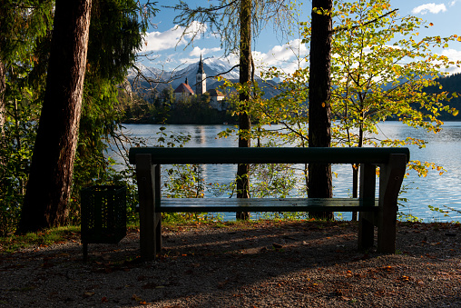 Bled lake in the morning autumn