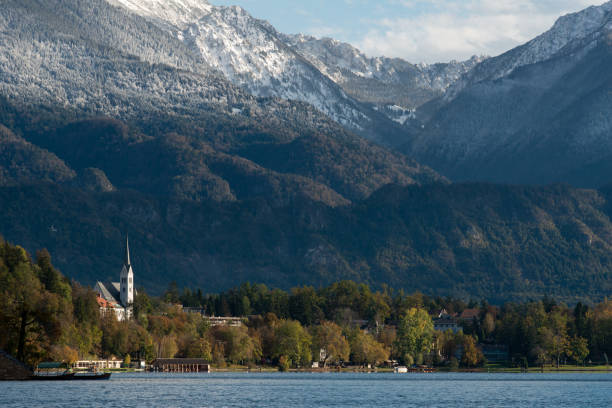 Bled lake in the morning autumn