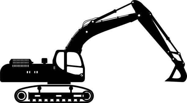 istock Silhouette of Excavator Icon in Flat Style. Vector Illustration 1950551736