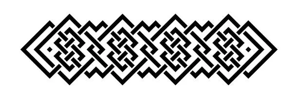 Vector illustration of Geometric interlaced black squares border divider