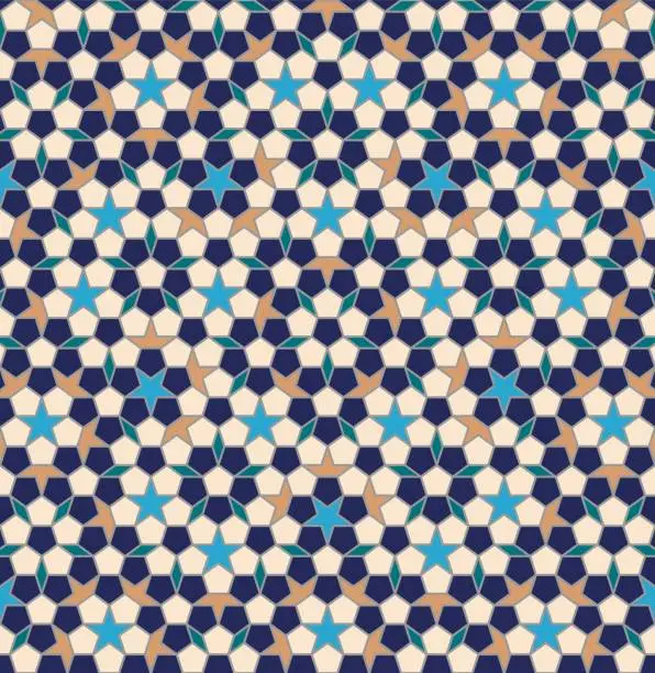 Vector illustration of Penrose tiling Arabic Mosaic seamless pattern