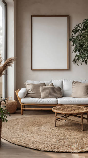 istock The interior of a minimal house with an empty frame 1950580135
