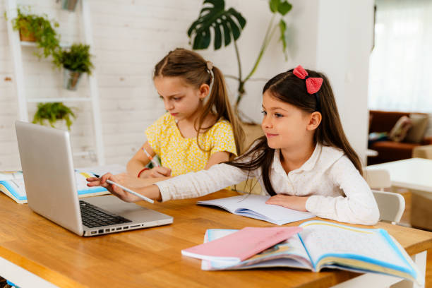 istock Two friends sitting at the table and studying together 1950614215