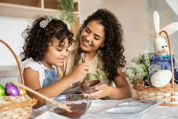 istock Mother and daughter making chocolate eggs for Easter 1950625857