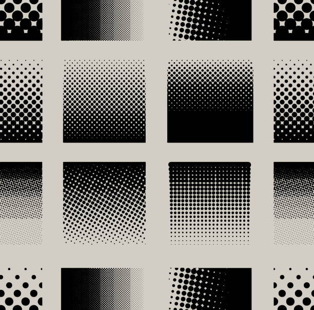 Seamless square halftone element, monochrome abstract graphic prepress or generic concepts. Halftone set with square dots. Seamless shape with dotted gradient. Modern trendy vector. vector art illustration