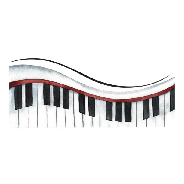 istock Musical piano keys, synthesizer. The watercolor illustration is hand-drawn. For posters, flyers and invitation cards. For posters, banners and postcards. 1950686954