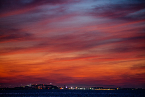 South Padre Island and Port Isabel sunset. Texas, USA