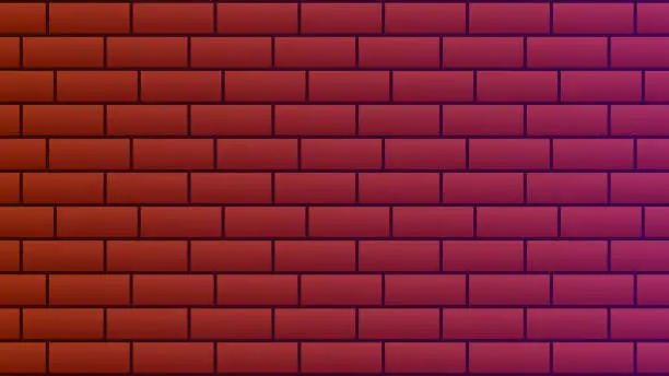 Vector illustration of Illustration of red brick wall with gradient lighting