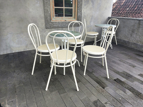 White restaurant iron chairs. Cafe Chair