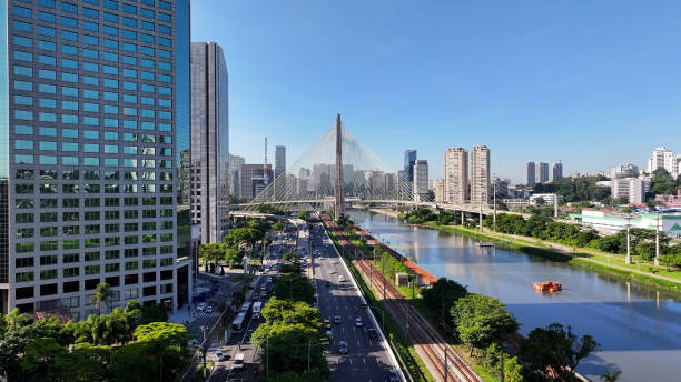 istock Famous Cable Stayed Bridge At Downtown Sao Paulo Brazil. 1950780047