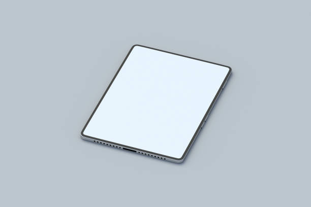 istock Ebook on gray background. Modern textbook. Digital library. Device for education. New technology. Online book, newspaper, journal or magazine. 3d render 1950796599