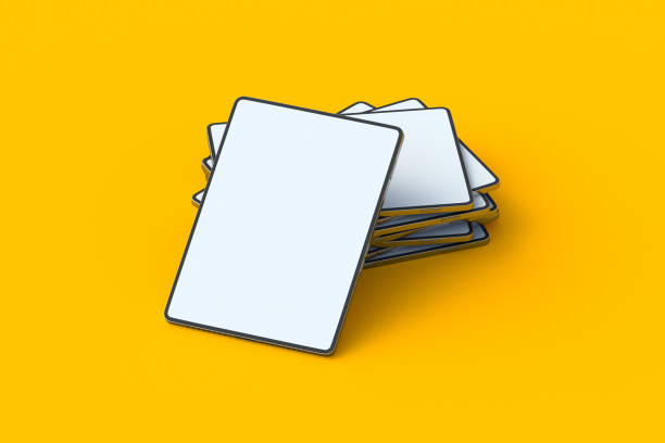 istock Many ebooks on yellow background. Modern textbook. Digital library. Device for education. New technology. Online book, newspaper, journal or magazine. 3d render 1950796606