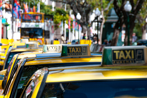 Taxis in the city of Funchal, Madeira