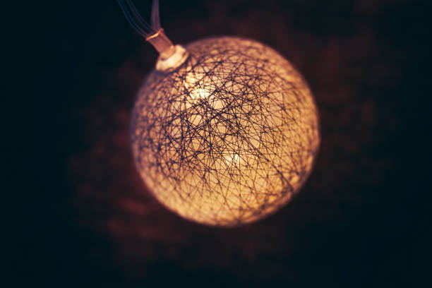 Beautiful decoration fancy garland brightly illuminated on a dark background close up