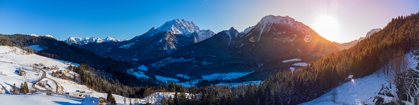 Beautiful alps  in Berchtesgaden, Germany, on a sunny winter day.