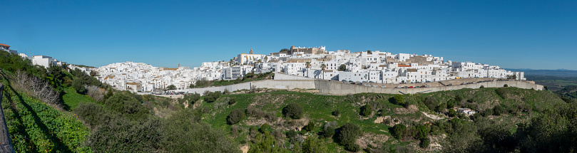 Panorama. Panoramic view of Vejer de la Frontera, a pretty white town in the province of Cadiz, Andalusia, Spain