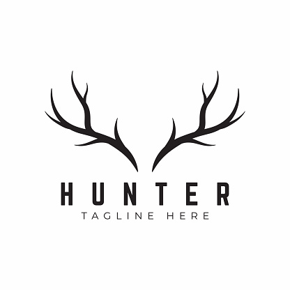 Horn Deer Antler Elk Vintage Logo Brand Identity for Community Hunter and Forest Ranger
