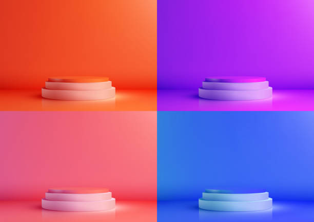istock Vibrant Colors Podium Mockup, Minimal Showcase Display Stand 1950946835