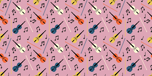 Violin Streamless Pattern Pattern Violin Seamless Stock Illustration - Download Image Now ...