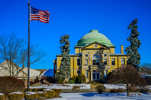 Danbury Connecticut Landmark Architecture and Buildings at Historic District in winter, Fairfield County CourtHouse with snow in United States
