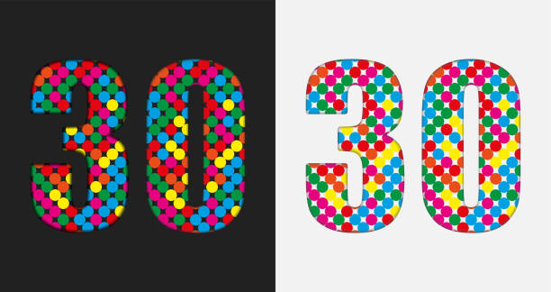 istock Bubble number - 30. Glitter figure of colored dots 1951058450