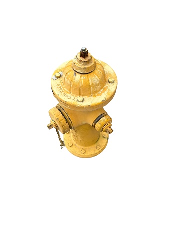 Yellow fire hydrant on white background