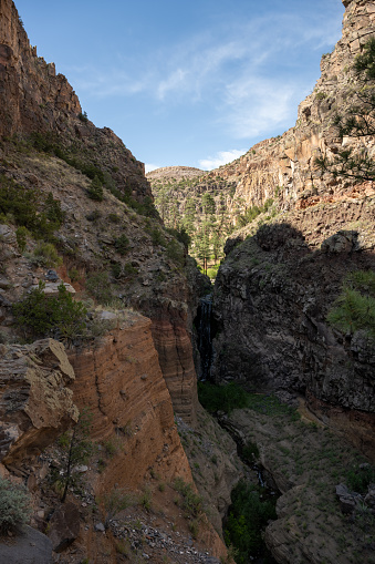 Upper Frijoles Falls Tumbles Over Cliff in Bandelier National Monument