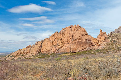 Rocky Outcrop in the FootHills of Desert Mountains in the Organ Mountain Desert Peaks National Monument in New Mexico