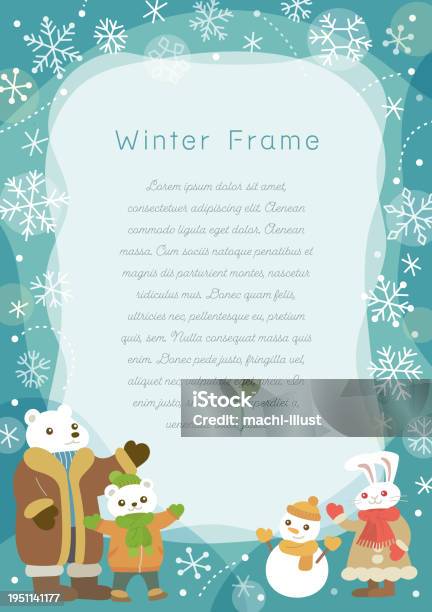 Fun Winter Frame Fun Winter Animal Frame Stock Illustration - Download Image Now ...