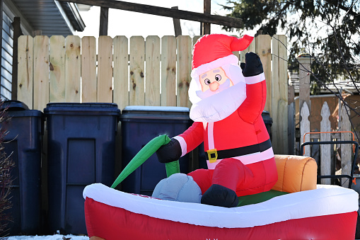 Inflatable outdoor Christmas decoration.
