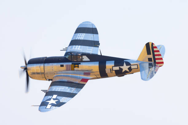 istock Side view of a P-47G Thunderbolt (WWII American fighter plane) and its “Invasion Stripes” 1951171481