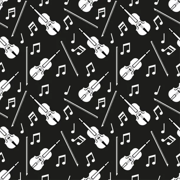 Vector illustration of Vector music pattern with violins.