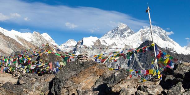 istock Mount Everest and Lhotse with buddhist prayer flags 1951267102