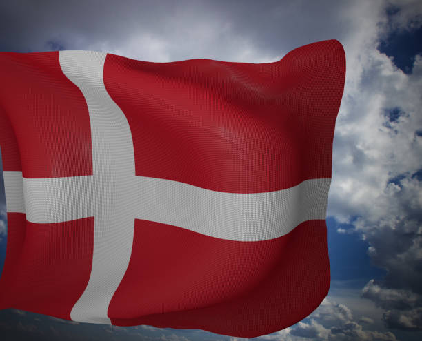 3d illustration of waving Flag of Denmark