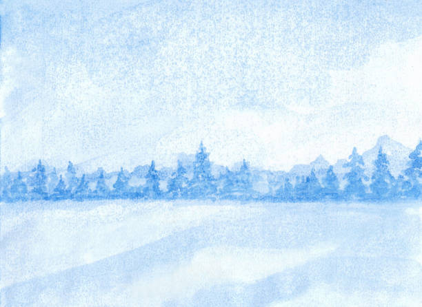 watercolor painting of winter concept. heavy snowfall, natural christmas tree background. winter landscape. - illustration and painting snow christmas decoration watercolor painting点のイラスト素材／クリップアート素材／マンガ素材／アイコン素材