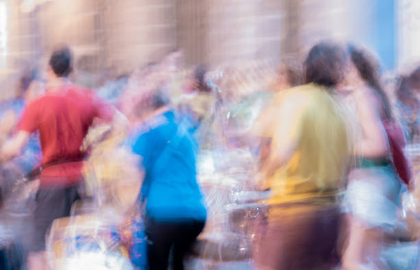 Recife, Pernambuco, Brazil:Abstract view of people dancing and performing carnival music in Recife downtown