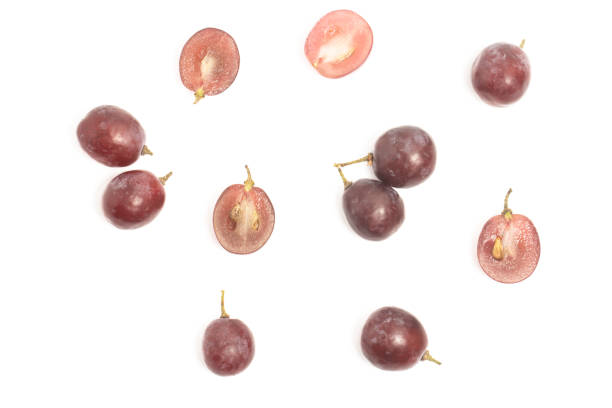 istock Separate fresh organic red grapes delicious fruit top view isolated on white background clipping path 1951384071