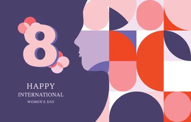 Vector illustration of International women day with geometric shape use for horizontal banner design