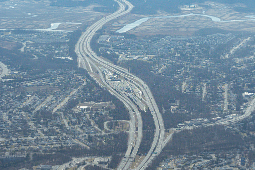 Aerial view of Jon Bon Jovi - Cheesequake Rest Area on the Garden State Parkway in South Amboy at Mile Post 124