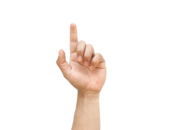 istock A man's hand reached up from below, gesturing like I was pointing at something.  Or touch the phone screen isolated on white background. 1951454176