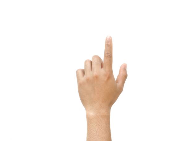 istock A man's hand reached up from below, gesturing like I was pointing at something.  Or touch the phone screen isolated on white background. 1951454182