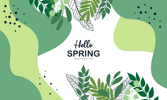 Abstract Spring Theme with Hand Drawn Organic Shape Background.