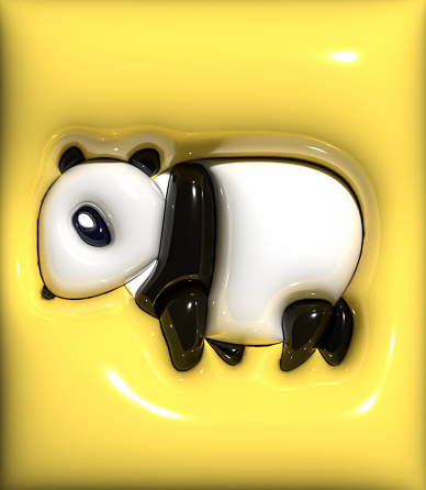 abstract cartoon panda inflate effect 3D pattern background