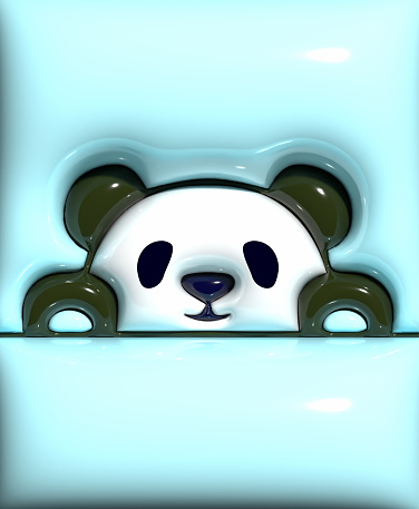 abstract cartoon lovely panda inflate effect 3D pattern background