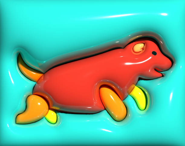 abstract cute fat cartoon running dog inflate effect 3D pattern background