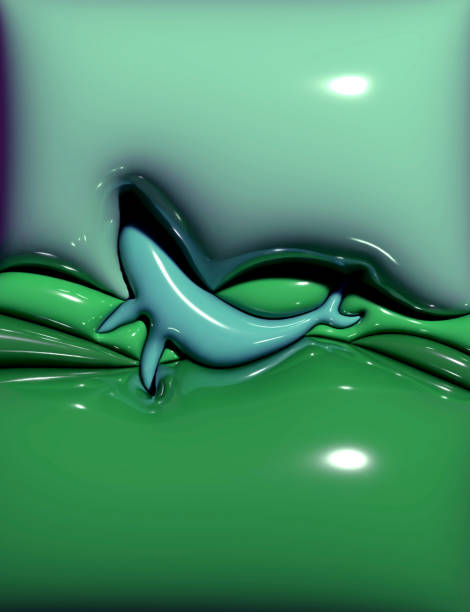 abstract 3D inflate effect cartoon swimming dolphin pattern background
