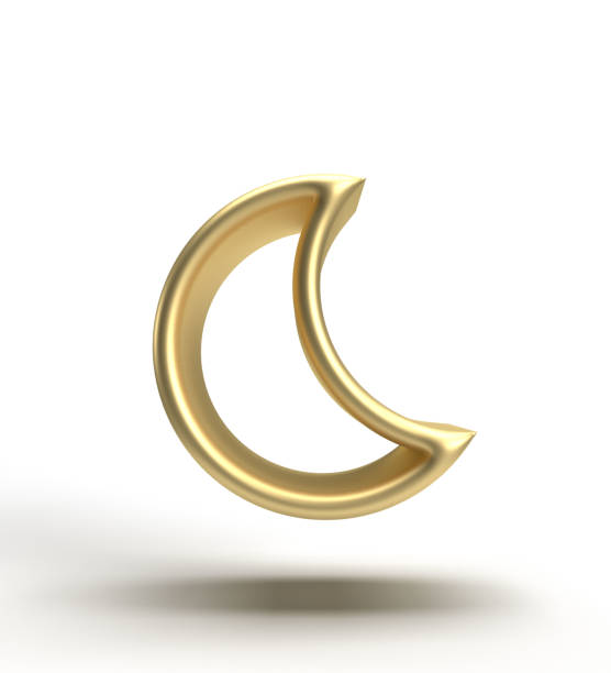 istock Moon shape line object icon beautiful pretty white background dicut empty symbol decoration ornament ramadan ramadon kareem mubarak muslim islamic moon ramadan ramazan holy eid golden yellow orange 1951466599
