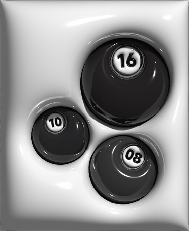 abstract black and white 3D inflate effect have number billiards pattern background