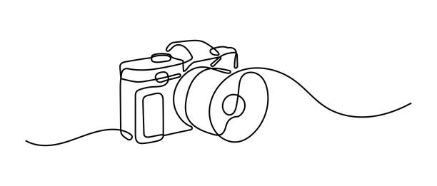 카메라 연속 라인 - compact flash illustrations stock illustrations