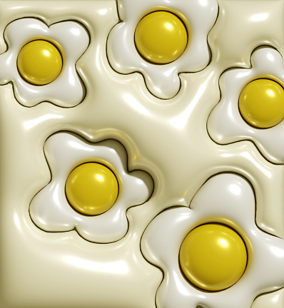 abstract cute inflate poached egg pattern 3D background